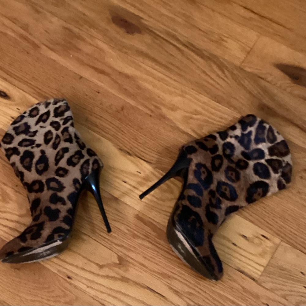 Giuseppe Zanotti Women Brown Ankle Boots Fur Leopard Print Heels Booties - Picture 13 of 13